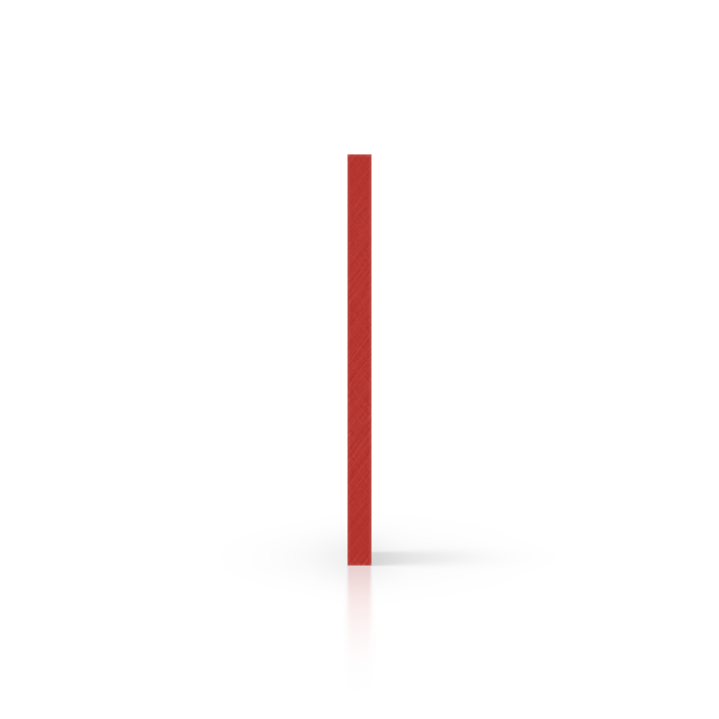 Płyta plexi na litery w kolorze czerwieni sygnałowej - Widok z boku