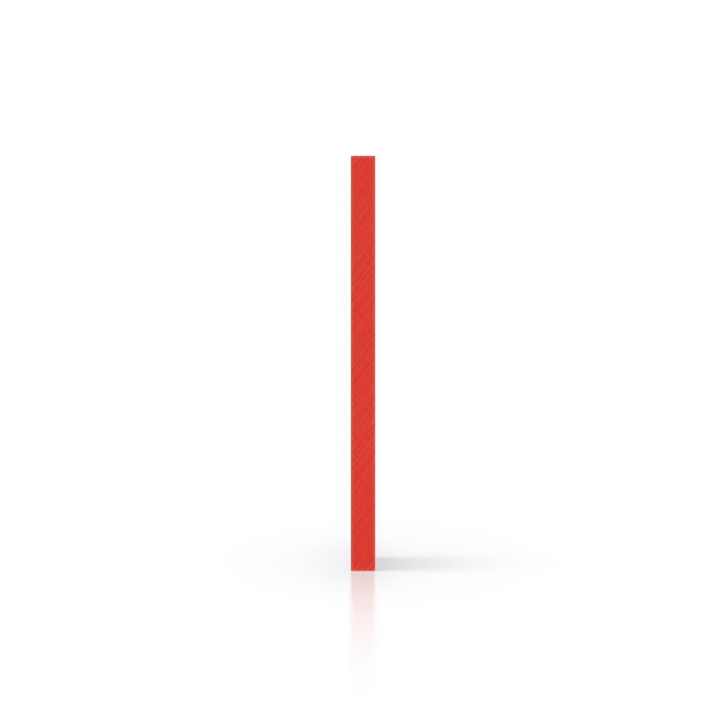 Płyta plexi na litery w kolorze czerwonym - Widok z boku